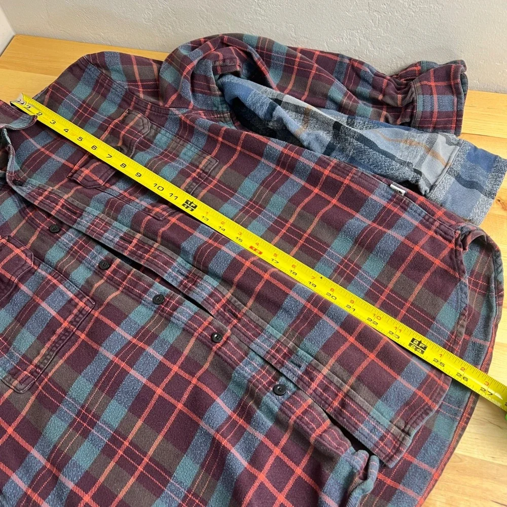 The North Face Flannel Shirt Bundle (2)‎ Mens Size M Blue Maroon Plaid Cotton